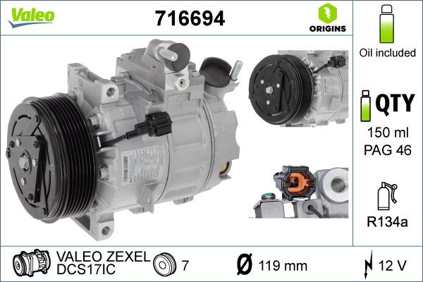 Valeo 716694 - Компрессор кондиционера autosila-amz.com