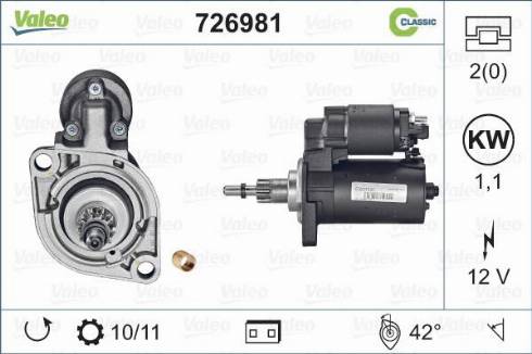 Valeo 726981 - Стартер autosila-amz.com