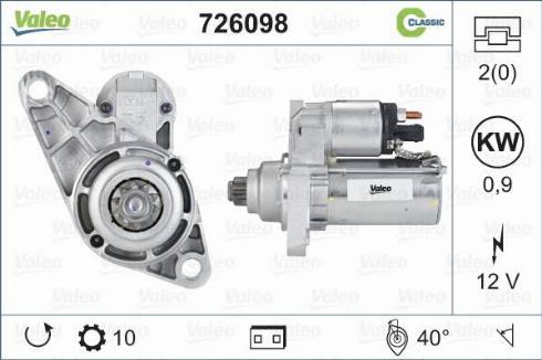 Valeo 726098 - Стартер autosila-amz.com