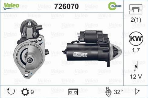 Valeo 726070 - Стартер autosila-amz.com