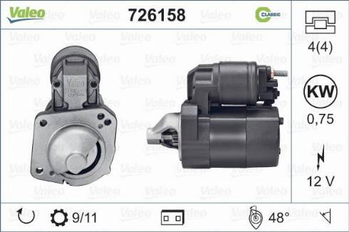 Valeo 726158 - Стартер autosila-amz.com