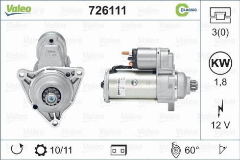 Valeo 726111 - Стартер autosila-amz.com