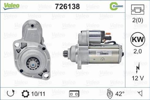 Valeo 726138 - Стартер autosila-amz.com