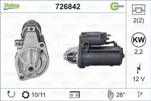 Valeo 726842 - Стартер autosila-amz.com