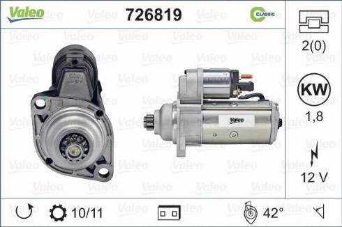 Valeo 726819 - Стартер autosila-amz.com