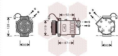 Van Wezel 4000K036 - Компрессор кондиционера autosila-amz.com