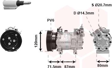 Van Wezel 4300K281 - Компрессор кондиционера autosila-amz.com