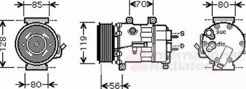 Van Wezel 0900K250 - Компрессор кондиционера autosila-amz.com