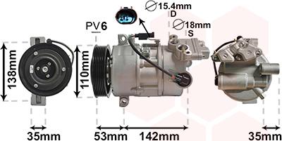 Van Wezel 0600K393 - Компрессор кондиционера autosila-amz.com