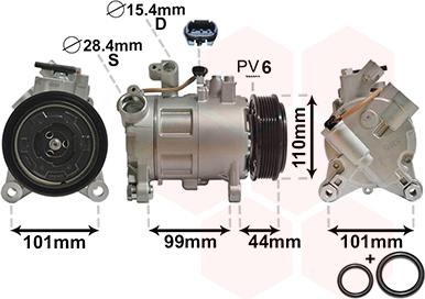 Van Wezel 0601K702 - Компрессор кондиционера autosila-amz.com