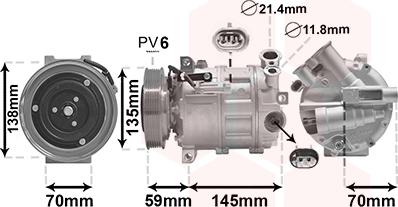 Van Wezel 0100K145 - Компрессор кондиционера autosila-amz.com