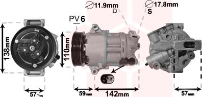 Van Wezel 0100K133 - Компрессор кондиционера autosila-amz.com