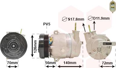 Van Wezel 0800K066 - Компрессор кондиционера autosila-amz.com