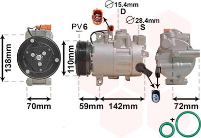 Van Wezel 0300K411 - Компрессор кондиционера autosila-amz.com