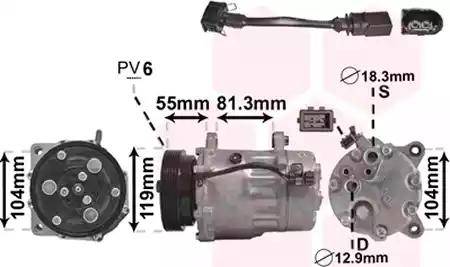 Van Wezel 0300K001 - Компрессор кондиционера autosila-amz.com