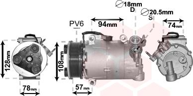 Van Wezel 1800K482 - Компрессор кондиционера autosila-amz.com