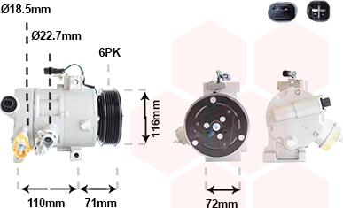 Van Wezel 1801K707 - Компрессор кондиционера autosila-amz.com