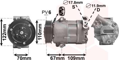 Van Wezel 1700K408 - Компрессор кондиционера autosila-amz.com