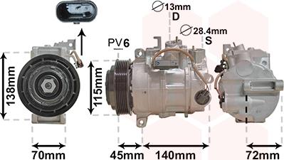 Van Wezel 3000K710 - Компрессор кондиционера autosila-amz.com