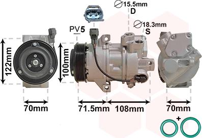 Van Wezel 3200K249 - Компрессор кондиционера autosila-amz.com