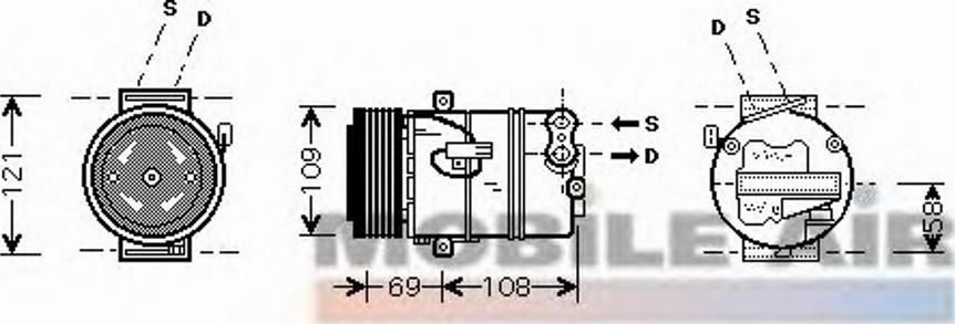 Van Wezel 3700K445 - Компрессор кондиционера autosila-amz.com