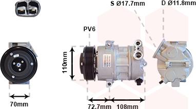 Van Wezel 3700K419 - Компрессор кондиционера autosila-amz.com