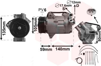 Van Wezel 3700K437 - Компрессор кондиционера autosila-amz.com