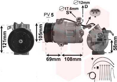 Van Wezel 3700K427 - Компрессор кондиционера autosila-amz.com