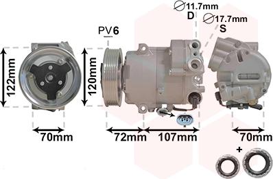 Van Wezel 3700K595 - Компрессор кондиционера autosila-amz.com