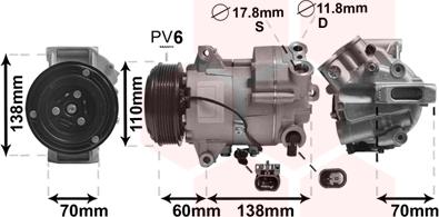 Van Wezel 3700K607 - Компрессор кондиционера autosila-amz.com