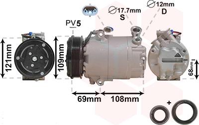 Van Wezel 3700K317 - Компрессор кондиционера autosila-amz.com