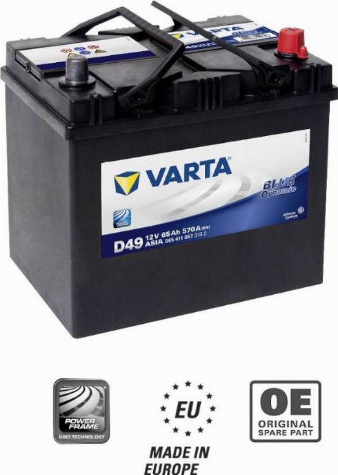 Varta 565411057 - аккумуляторная батарея!с повышеными характеристиками 19.5/17.9 евро 65Ah 570A 232/173/225\ autosila-amz.com