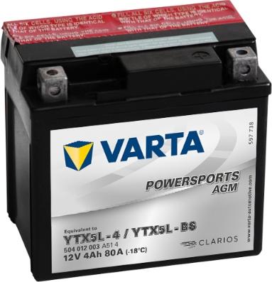 Varta 504012003A514 - Стартерная аккумуляторная батарея, АКБ autosila-amz.com