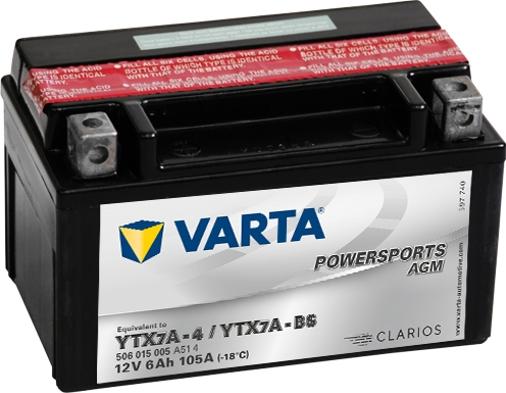Varta 506015005A514 - Аккумуляторная батарея 6Ah Varta 12V 506 015 005 A514 AGM autosila-amz.com
