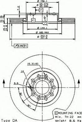 VEMA 98698 - Тормозной диск autosila-amz.com