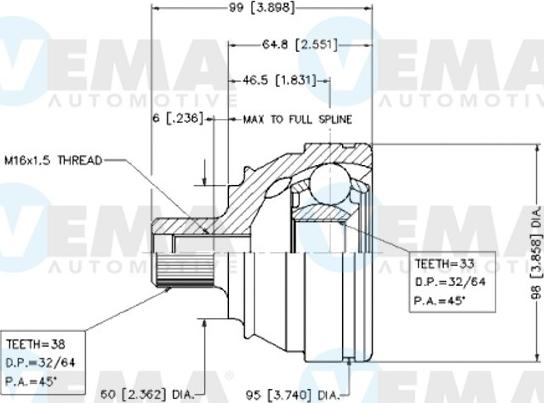 VEMA 18430 - Шарнирный комплект, ШРУС, приводной вал autosila-amz.com