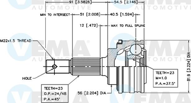 VEMA 18531 - Шарнирный комплект, ШРУС, приводной вал autosila-amz.com