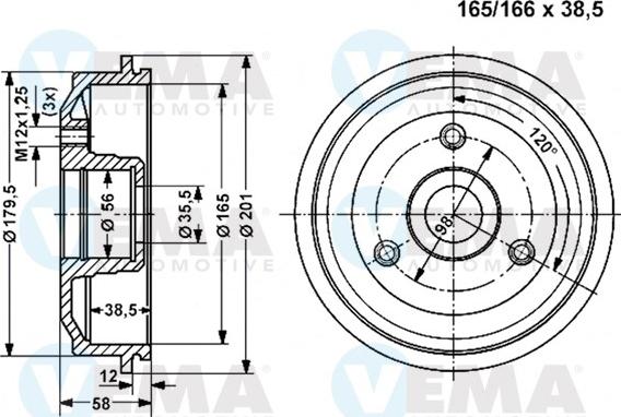 VEMA 800842 - Тормозной барабан autosila-amz.com