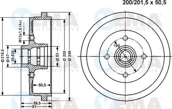 VEMA 800857 - Тормозной барабан autosila-amz.com