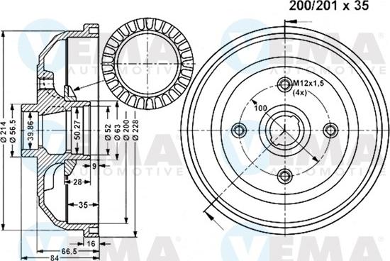 VEMA 801169 - Тормозной барабан autosila-amz.com