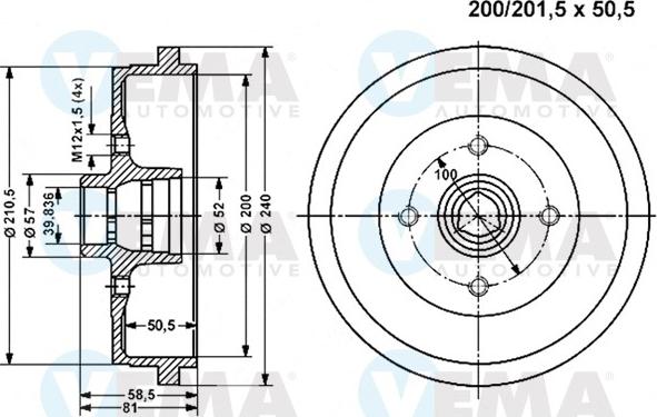 VEMA 801321 - Тормозной барабан autosila-amz.com