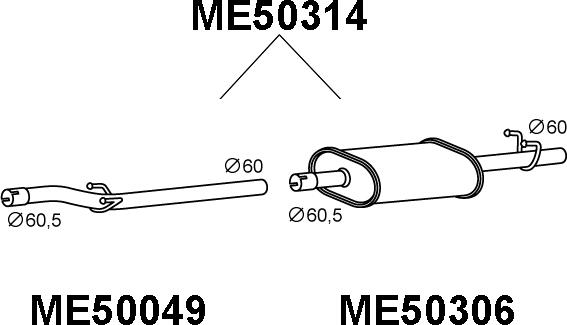 Veneporte ME50314 - Средний глушитель выхлопных газов autosila-amz.com