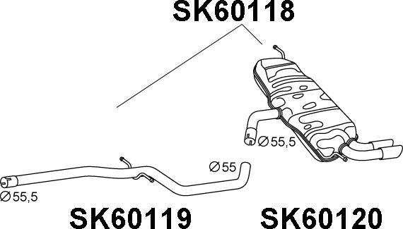 Veneporte SK60118 - Глушитель выхлопных газов, конечный autosila-amz.com