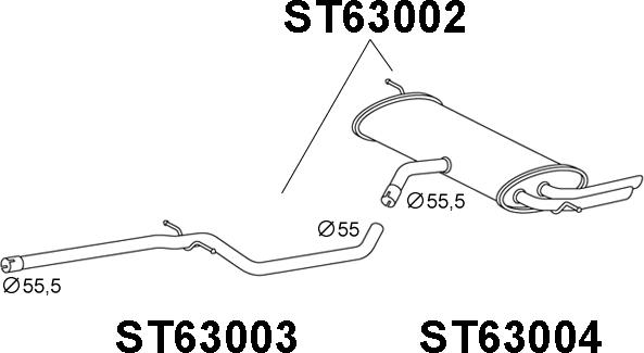 Veneporte ST63002 - Глушитель выхлопных газов, конечный autosila-amz.com