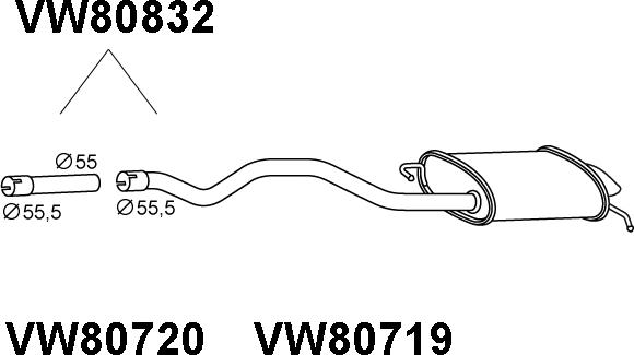 Veneporte VW80832 - Глушитель выхлопных газов, конечный autosila-amz.com