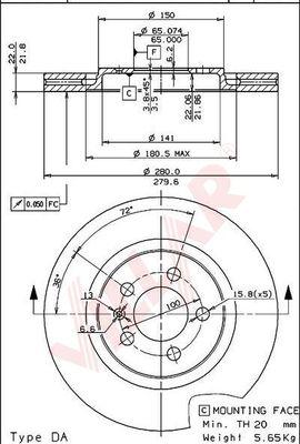 Villar 628.0657 - Тормозной диск autosila-amz.com