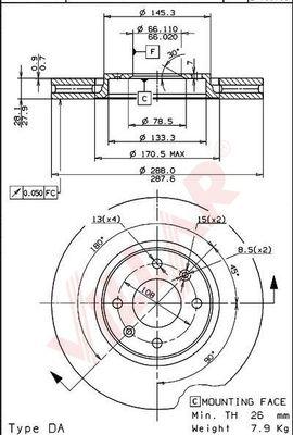 Villar 628.0282 - Тормозной диск autosila-amz.com