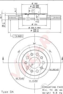 Villar 628.1909 - Тормозной диск autosila-amz.com