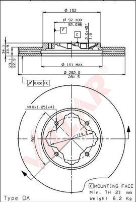 Villar 628.1442 - Тормозной диск autosila-amz.com