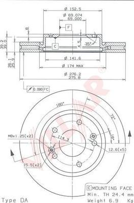 Villar 628.1830 - Тормозной диск autosila-amz.com